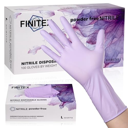 FINITEX Nitrile Disposable Latex-Free Gloves Purple - 5mil 100PCS/Box Powder-Free 12inch Guantes de Nitrilo Cleaning Medical Exam Food Cooking Glove (Medium, Box of 100) - Image 1