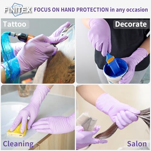 FINITEX Nitrile Disposable Latex-Free Gloves Purple - 5mil 100PCS/Box Powder-Free 12inch Guantes de Nitrilo Cleaning Medical Exam Food Cooking Glove (Medium, Box of 100) - Image 5