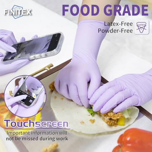 FINITEX Nitrile Disposable Latex-Free Gloves Purple - 5mil 100PCS/Box Powder-Free 12inch Guantes de Nitrilo Cleaning Medical Exam Food Cooking Glove (Medium, Box of 100) - Image 3