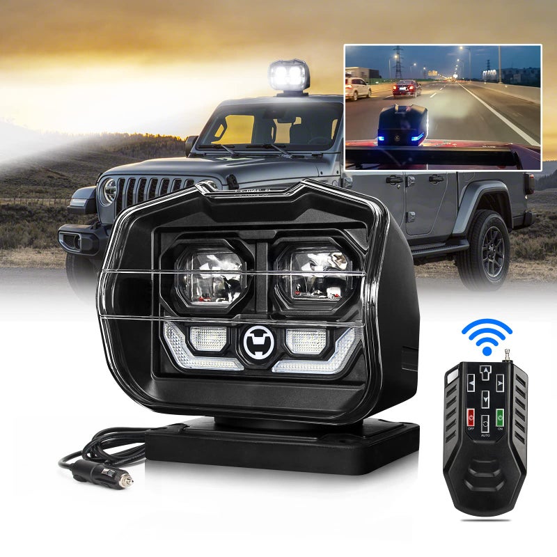 OPP ULITE Wireless Remote Control Led Search Light 360 Degree Spot Work Driving Light 5000LM 12V 60W Strong Magnetic Base Searchlight Go Lights for Jeep Offroad SUV Trucks Boat Security Farm Field - Image 2
