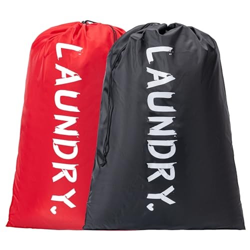 Aegero 2 Pack XL Travel Laundry Bag, Machine Washable Dirty Clothes Organizer with Drawstring,Large Enough to Hold 4 Loads of Laundry, Easy Fit a Laundry Hamper or Basket Travel Essentials 24" x 36" - Image 1