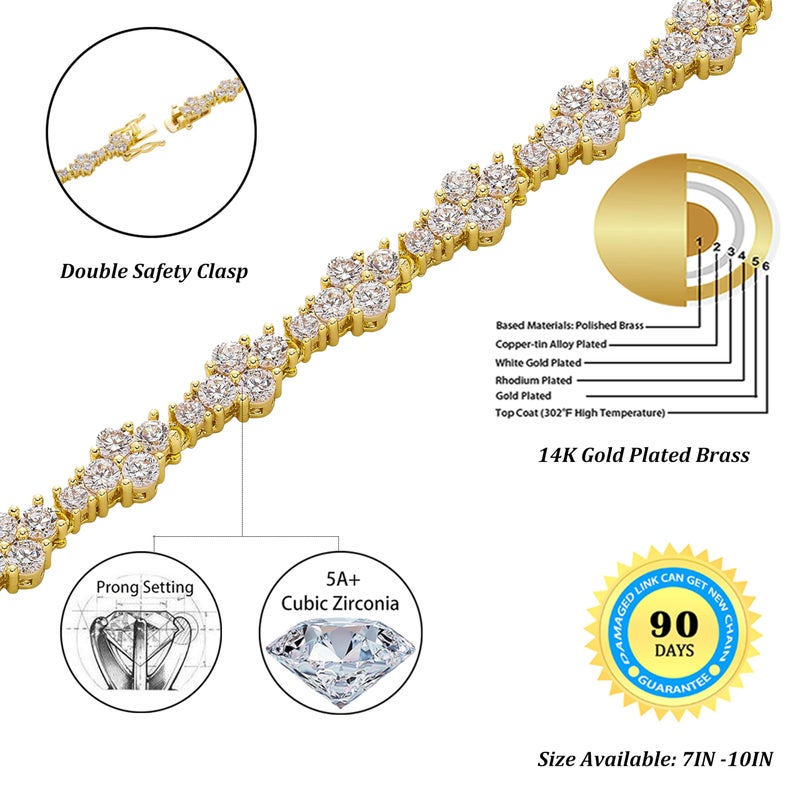 TOPGRILLZ Ankle Bracelets for Women Gold Anklets for Women Iced out 14K Gold Plated 5mm Silver Pink Anklets for Women Minimalist Foot Jewelry(Gold, 10 IN) - Image 2