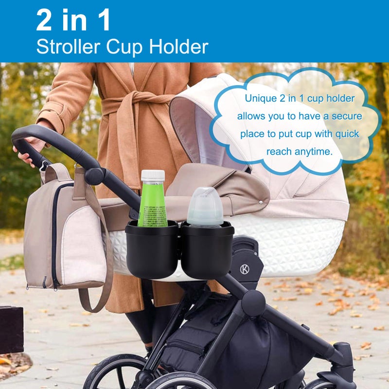 accmor حامل أكواب عربة أكمور، حامل أكواب دراجة، حامل أكواب عالمي لعربات Uppababy Nuna Doona، حامل أكواب وهاتف 2 في 1 لعربة الأطفال، دراجة، كرسي متحرك، مشاية، سكوتر - Image 3