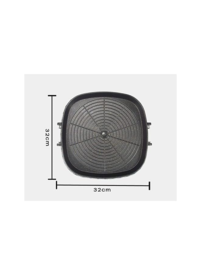 Arabest BBQ Grill Pan 32cm Nonstick Round Aluminum Induction Grill Pans Korean BBQ Grill for Stove Tops Maifan Coated Surface Non-stick Smokeless Barbecue Plate for Indoor Outdoor BBQ Square - Image 5