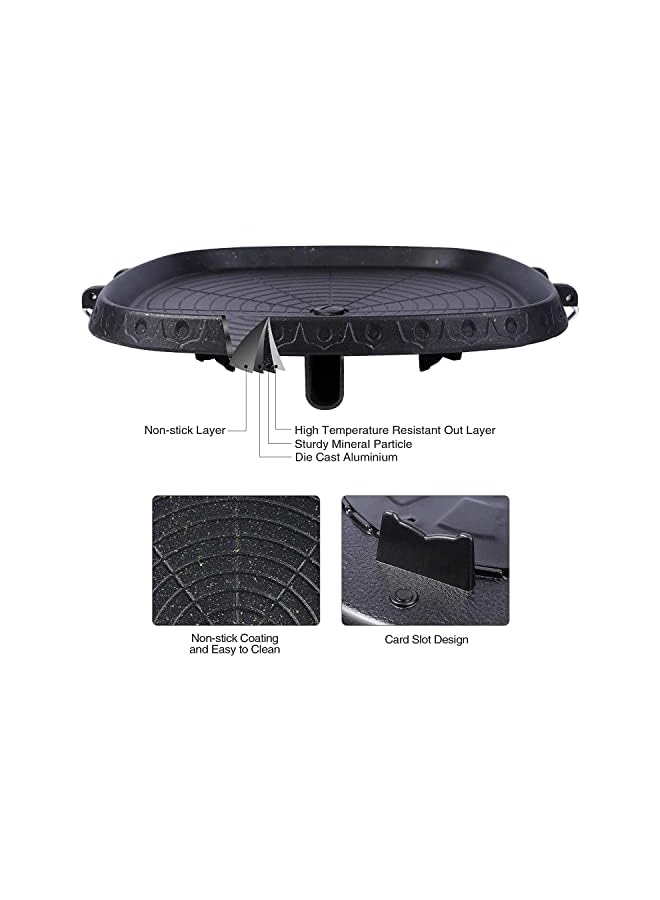 Arabest BBQ Grill Pan 32cm Nonstick Round Aluminum Induction Grill Pans Korean BBQ Grill for Stove Tops Maifan Coated Surface Non-stick Smokeless Barbecue Plate for Indoor Outdoor BBQ Square - Image 4