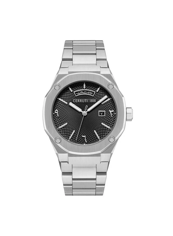 CERRUTI 1881 Razzuolo 41mm Black Dial Stainless Steel Bracelet Analog Watch For Men
