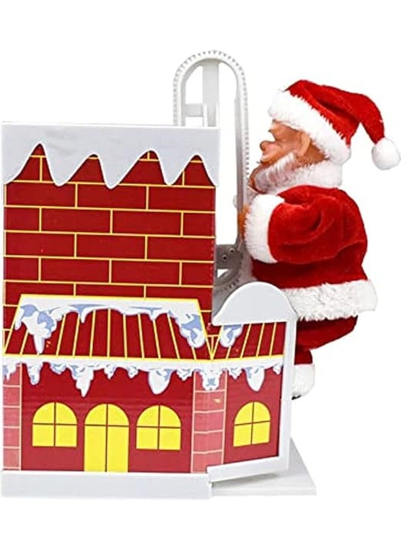 Generic Santa Claus Climbing Chimney and Doll in Electric Singing Plush Costume with X-mas Battery Operated Plush Bag, Birthday Gift for Boys and Girls, Multi Color  - Image 1