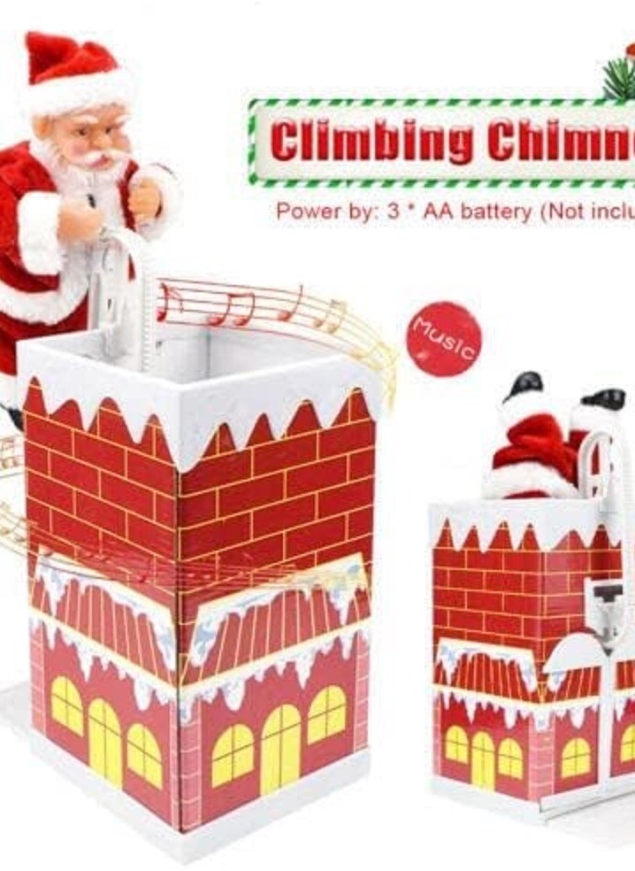 Generic Santa Claus Climbing Chimney and Doll in Electric Singing Plush Costume with X-mas Battery Operated Plush Bag, Birthday Gift for Boys and Girls, Multi Color  - Image 2
