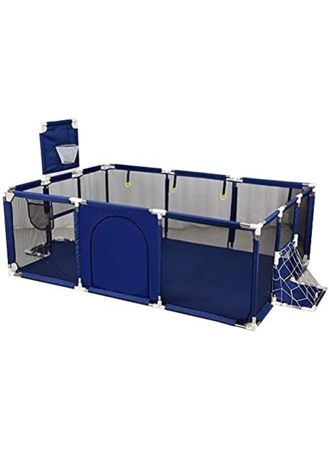 Up4Grabs- Large Playpen For Twin, Foldable Safety with Basketball Hoop (Blue)  - Image 1
