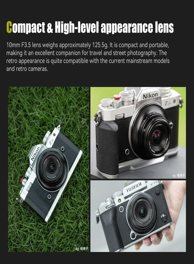 7artisans MF10mm F3.5 Wide-Angle Fixed Focus Pancake Lens APS-C Lens Mirrorless Cameras, Compatible for Sony A6000/A5000/A3000/Nex Series a6700 nex-5t nex-3n - Image 4