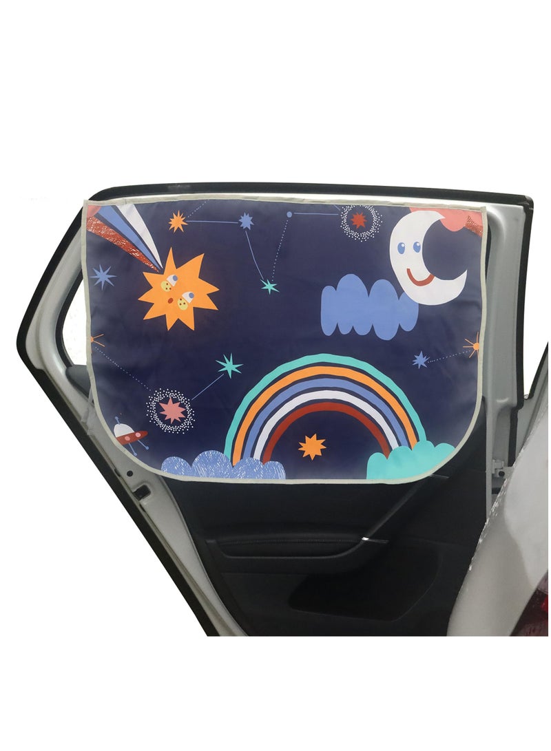 Magnetic Car Window Shades for Kids and Babies, Sun Protection Covers for Trucks, 27.5 x 19.5 Inches, Starry Sky Design - Image 1