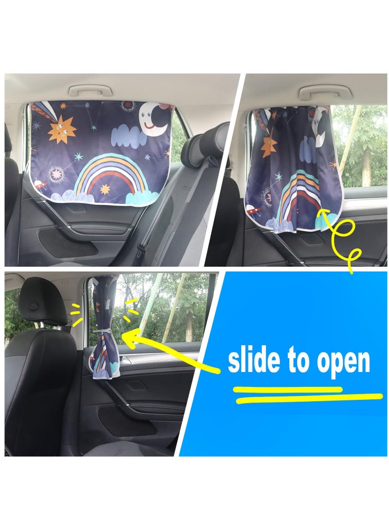Magnetic Car Window Shades for Kids and Babies, Sun Protection Covers for Trucks, 27.5 x 19.5 Inches, Starry Sky Design - Image 4