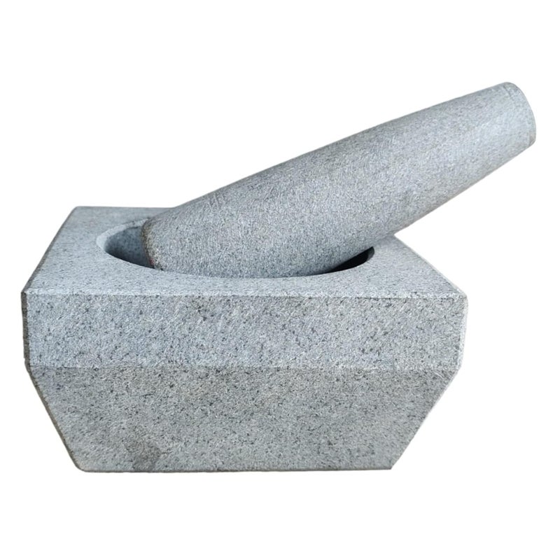 EZAHK Stone Mortar and Pestle SetGranite Square unpolished for Spices Okhli Masher Khalbatta Stone Home Decor Musal Well Design for Kitchen Home Herbs 6 inch - Image 4