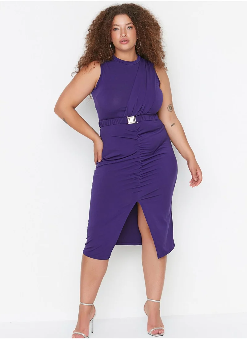 Trendyol Curve Front Slit Knitted Dress