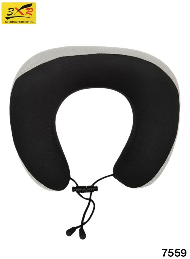 3 اكس ار وسادة رقبة للسفر من الإسفنج المرن 3XR طراز 7559 - مصنوعة من إسفنج ميموري فوم عالي الجودة بنسبة 100%، تصميم مريح يوفر دعمًا بزاوية 360 درجة، غطاء ناعم مخملي، قفل برباط قابل للتعديل، تصميم صغير الحجم وقابل للغسل، مثالية للسفر بالطائرة والسيارة والقطار والمكتب ولراحة مثالية أثناء الرحلات الطويلة. - Image 1