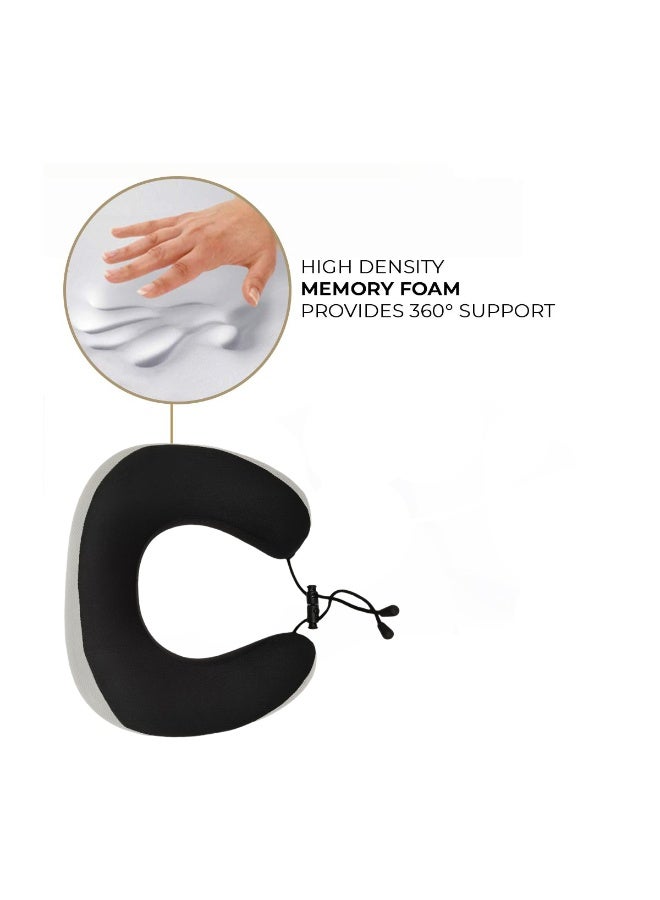 3 اكس ار وسادة رقبة للسفر من الإسفنج المرن 3XR طراز 7559 - مصنوعة من إسفنج ميموري فوم عالي الجودة بنسبة 100%، تصميم مريح يوفر دعمًا بزاوية 360 درجة، غطاء ناعم مخملي، قفل برباط قابل للتعديل، تصميم صغير الحجم وقابل للغسل، مثالية للسفر بالطائرة والسيارة والقطار والمكتب ولراحة مثالية أثناء الرحلات الطويلة. - Image 3
