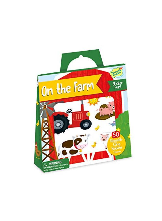Peaceable Kingdom Reusable Sticker Totes On The Farm 2 Sticker Scenes & 50 Reusable Cling Stickers In A Carry Tote Great For Trips Errands & On The Go Fun Quiet Time Activity For Kids - Image 1