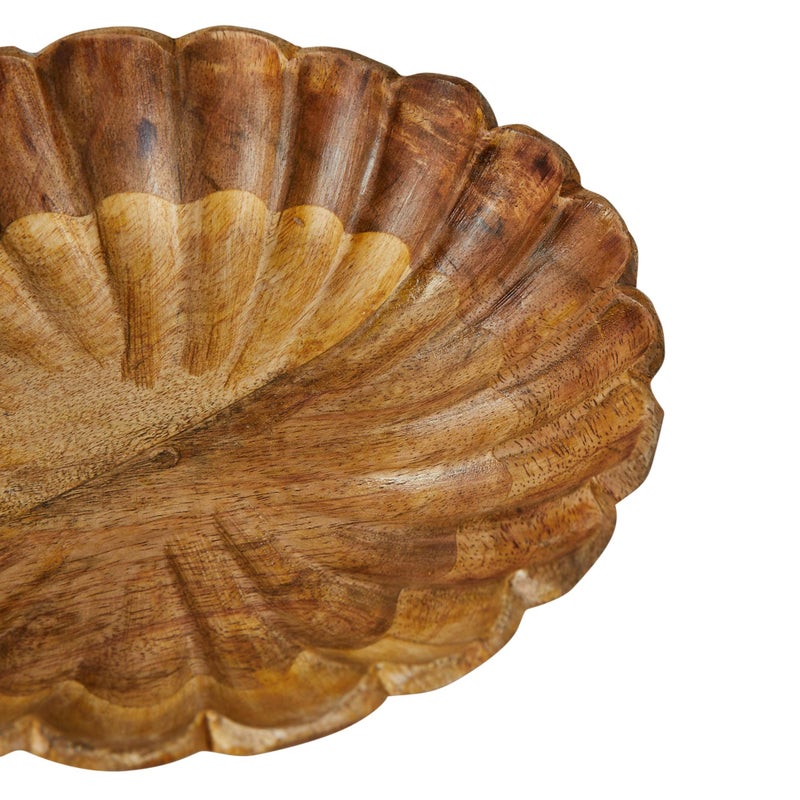 Creative Co-op Boho Carved Wood Bowl with Scalloped Edge, Natural - Image 5