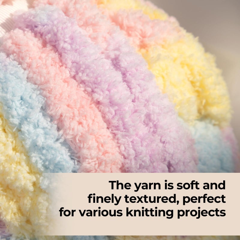 HouseABC Chunky Yarn for Hand Knitting & Crocheting â€“ Mixed Color Soft, Bulky Jumbo Yarn for Blankets, Scarves, DIY Projects, 8-Pack (Yellow, Pink, Lavender, Blue) - Image 5