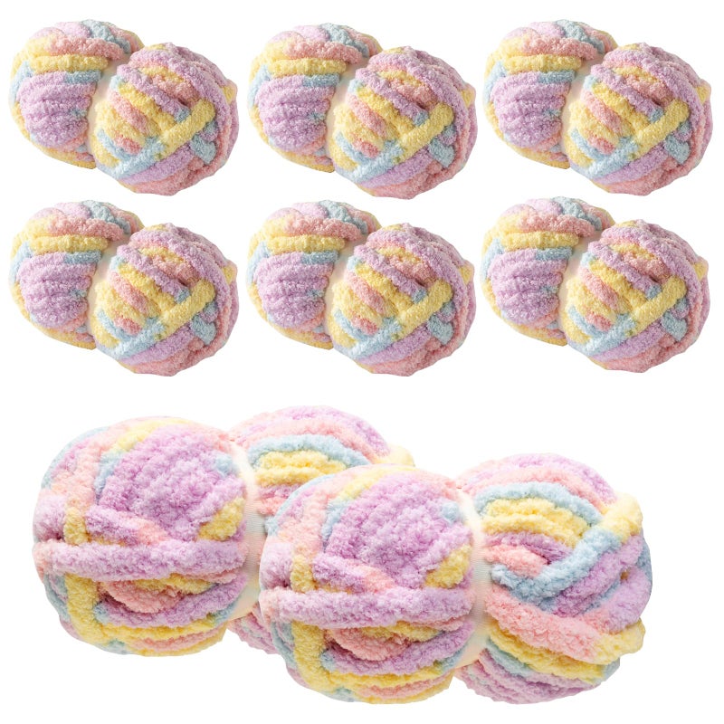 HouseABC Chunky Yarn for Hand Knitting & Crocheting â€“ Mixed Color Soft, Bulky Jumbo Yarn for Blankets, Scarves, DIY Projects, 8-Pack (Yellow, Pink, Lavender, Blue) - Image 1