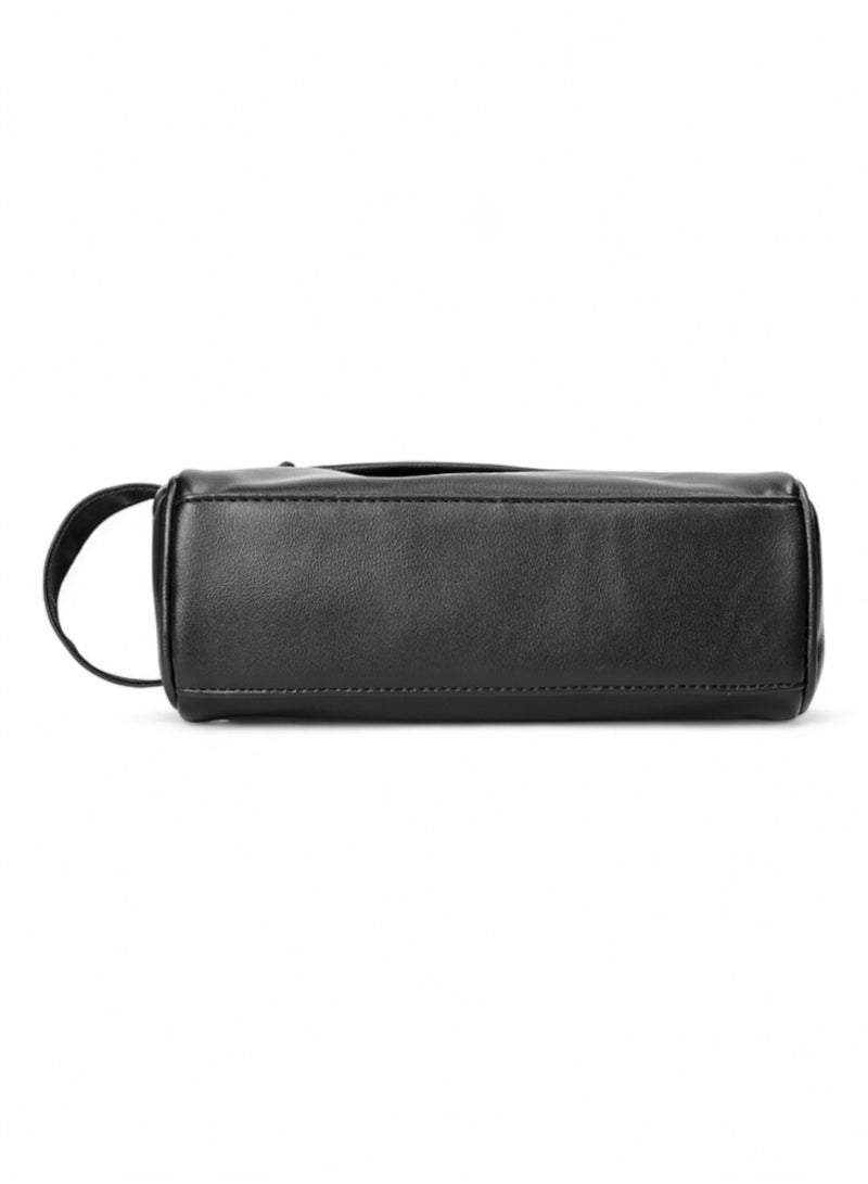 SEVN Men’s Travel Clutch Bag – Black PU Leather  - Image 3