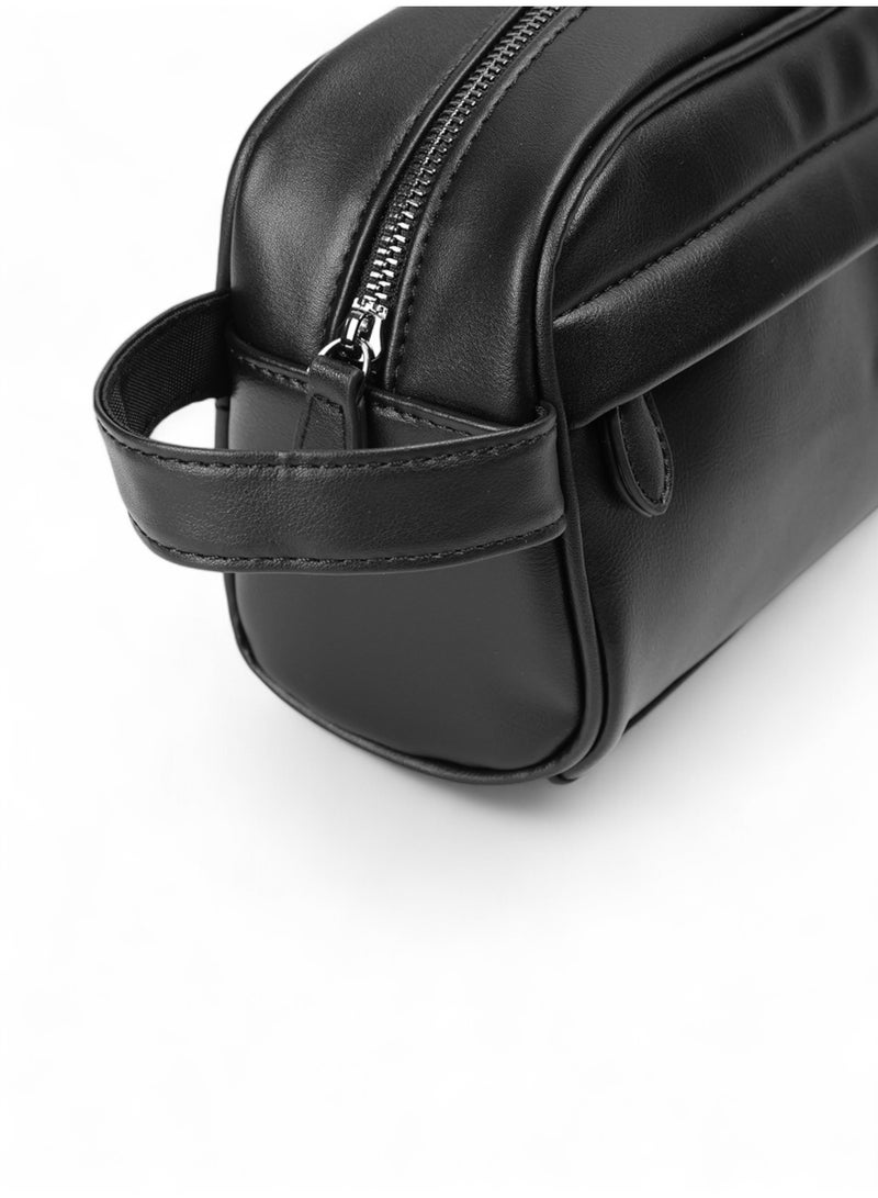 SEVN Men’s Travel Clutch Bag – Black PU Leather  - Image 5