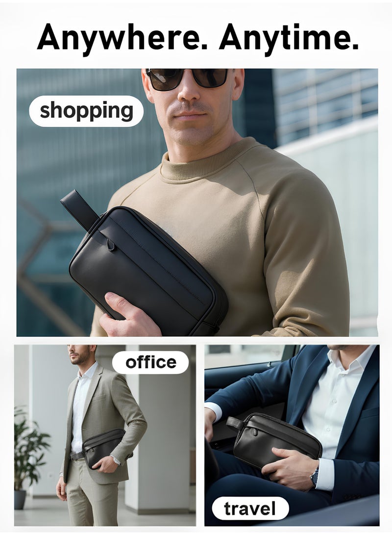 سفن حقيبة كلتش سفر، حقيبة يد محفظة هاتف وأدوات الزينة جلد صناعي متين للرجال - Image 4