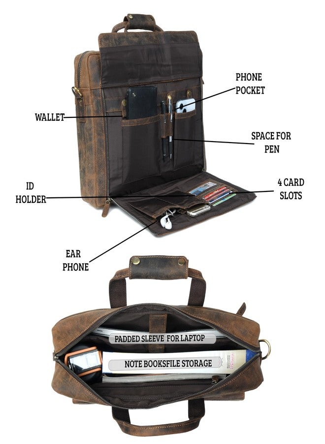 HULSH Genuine Leather briefcases for men 17 inches computer bag for men | Laptop/Work bag, Satchel for Business and Office (Dark Brown) - Image 3