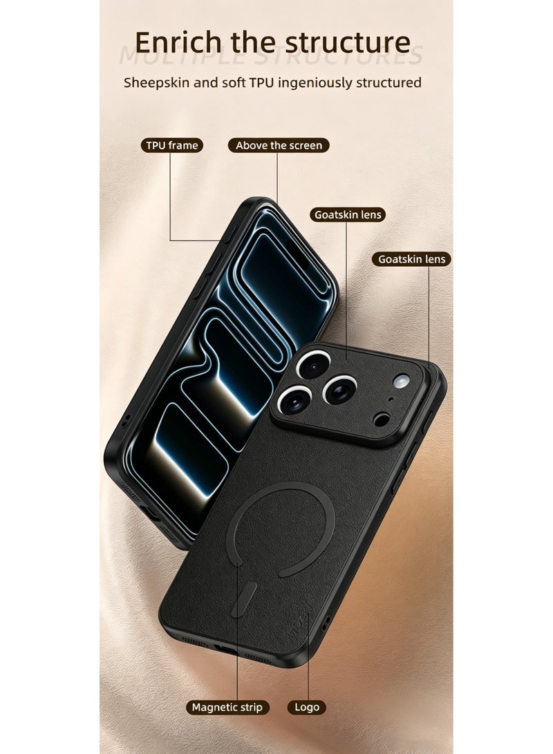 حافظة لهاتف iPhone 17 / 17 Pro Max، غطاء من الجلد الناعم الفاخر، مقاومة للبقع والصدمات، قبضة مريحة، مناسبة للرجال والنساء - Image 5