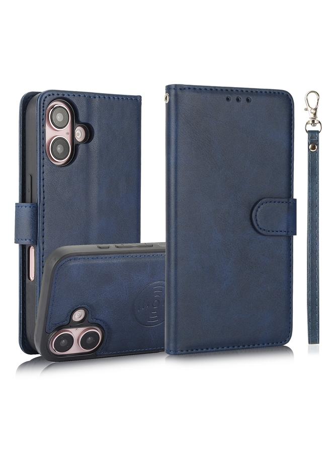 erorex Case For iPhone 16 Calf Texture 2 in 1 Detachable Magnetic Back Cover Leather Case - Image 1