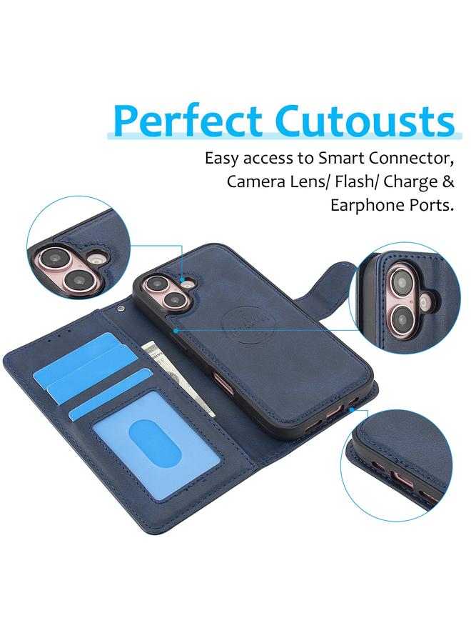 erorex Case For iPhone 16 Calf Texture 2 in 1 Detachable Magnetic Back Cover Leather Case - Image 4