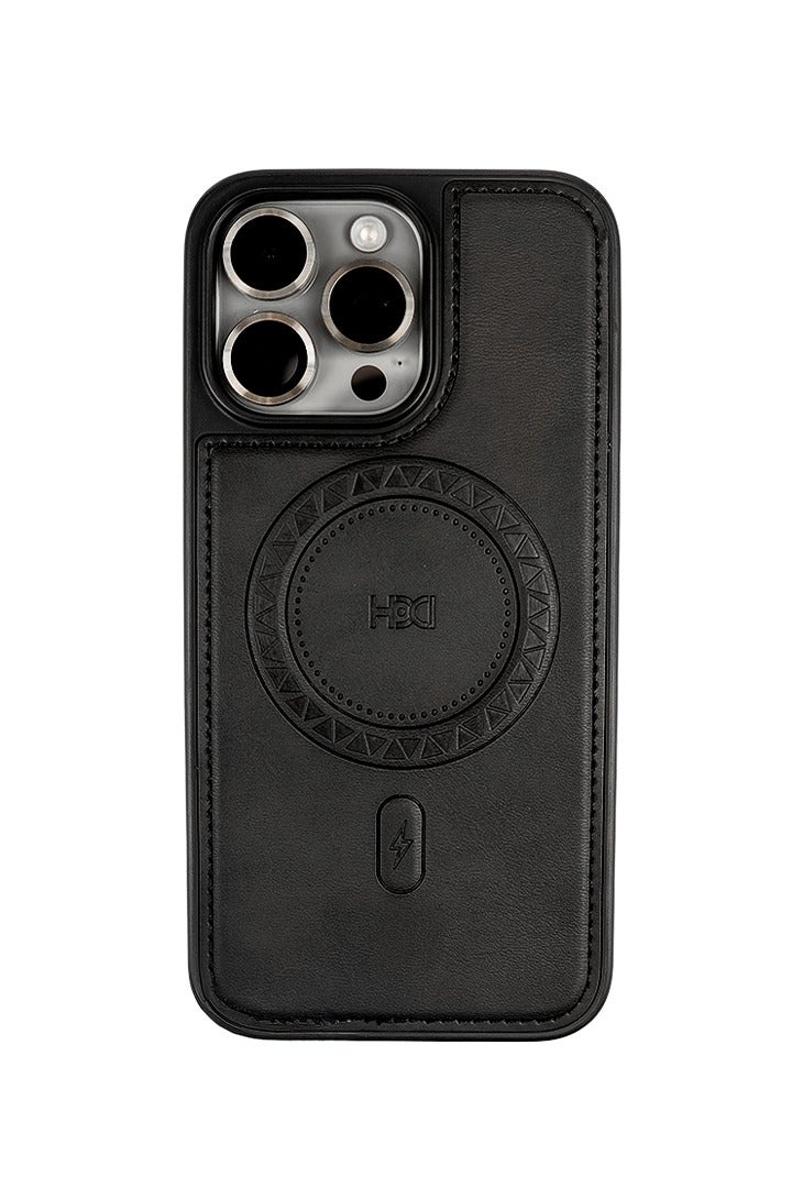 أتش دي دي اتش دي دي غطاء حمايه لهاتف ايفون 15 برو ماكس جراب مغناطيسي ياتي بحواف مرتفعة حول الشاشة  تساعد على منع الخدوش - أسود - Image 2