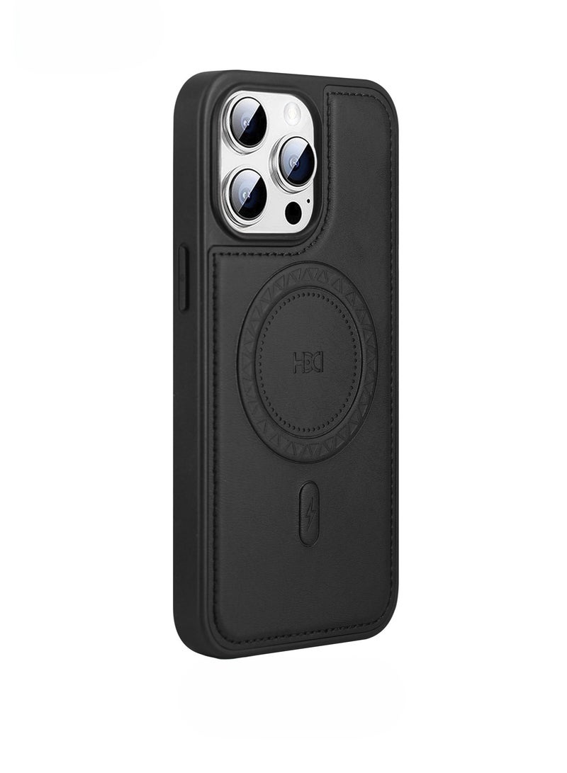 أتش دي دي اتش دي دي غطاء حمايه لهاتف ايفون 15 برو ماكس جراب مغناطيسي ياتي بحواف مرتفعة حول الشاشة  تساعد على منع الخدوش - أسود - Image 1