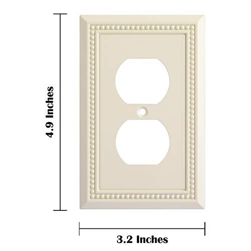 Henne Bery Sunken Pearls Heavy Duty Decorative Wall Plate Switch Plate Outlet Cover, Durable Solid Zinc Alloy (Single Duplex 3PK, Light Almond) - Image 3