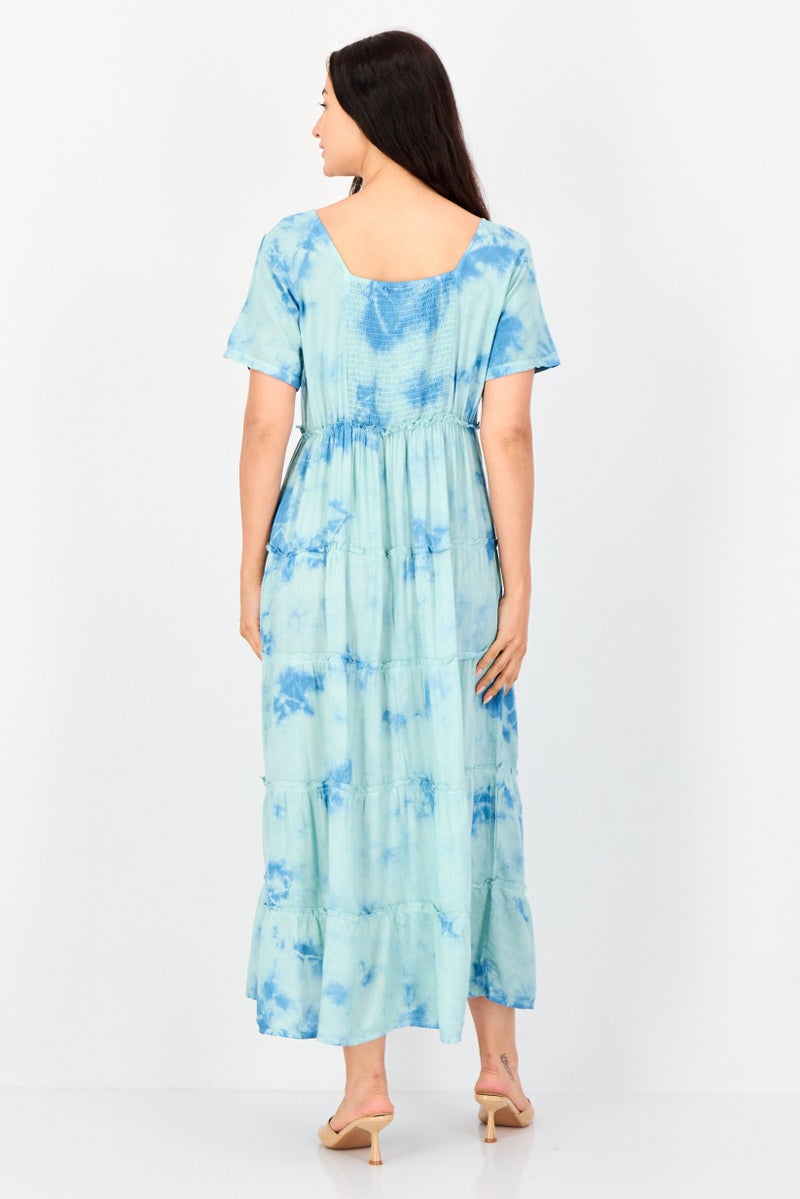 Willow & Whistle Women Tie Dye Maxi Dress, Multicolor - Image 4