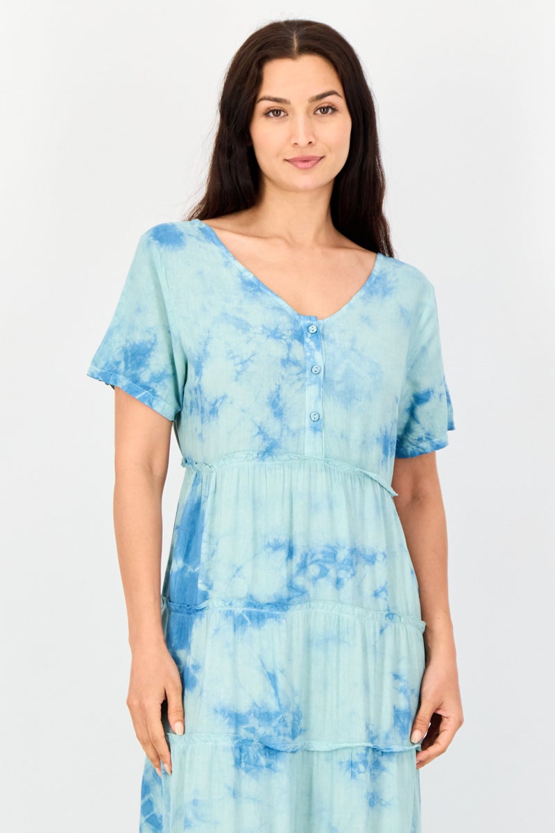 Willow & Whistle Women Tie Dye Maxi Dress, Multicolor - Image 2