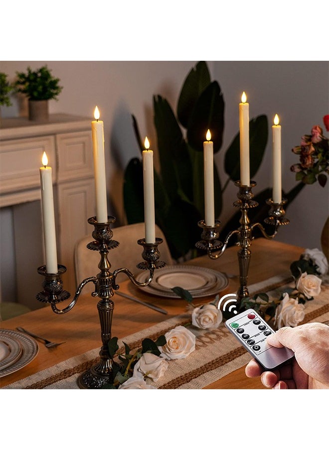 HY 3 Pcs Flameless Taper Candles with Remote, Timer, Dimmer, Ivory Battery Operated CandleSticks with Flickering Light, Plastic Led Window Candles, 24cm for Ramadan Eid Mubarak Kareem Decoration  - Image 5