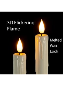 HY 3 Pcs Flameless Taper Candles with Remote, Timer, Dimmer, Ivory Battery Operated CandleSticks with Flickering Light, Plastic Led Window Candles, 24cm for Ramadan Eid Mubarak Kareem Decoration  - Image 2