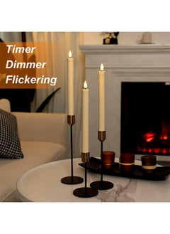 HY 3 Pcs Flameless Taper Candles with Remote, Timer, Dimmer, Ivory Battery Operated CandleSticks with Flickering Light, Plastic Led Window Candles, 24cm for Ramadan Eid Mubarak Kareem Decoration  - Image 3