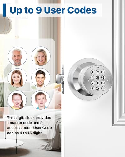 HIDALIFE مقبض باب مع لوحة مفاتيح، قفل باب برمز، أقفال باب دخول بدون مفتاح مع مقبض للباب الأمامي، المرآب، المنزل، الشقة، كروم ساتين - Image 2