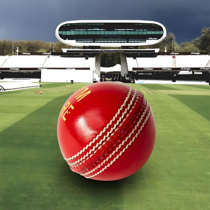 SAMEILI Premium Red Leather Cricket Ball for Practice | A-Grade Hand-Stitched Cricket Ball for Indoor and Outdoor Training (Pack of 1) - Image 1