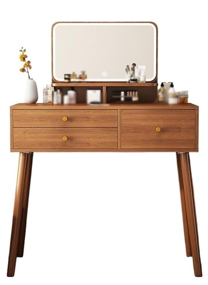 PENG GENERAL 3-Drawer Master Dresser Table Vanity Table Makeup Table With Mirror Brown 100x40x135cm  - Image 1