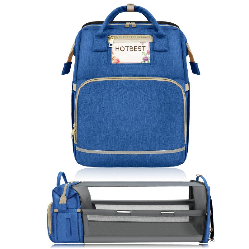 HOTBEST Diaper Bag Backpack with Changing Station, Baby Essentials Travel Tote Multi function Waterproof Bag, Stroller Straps & USB Port, Unisex Stylish Back Pack for Moms Dad - Haze Blue - Image 1