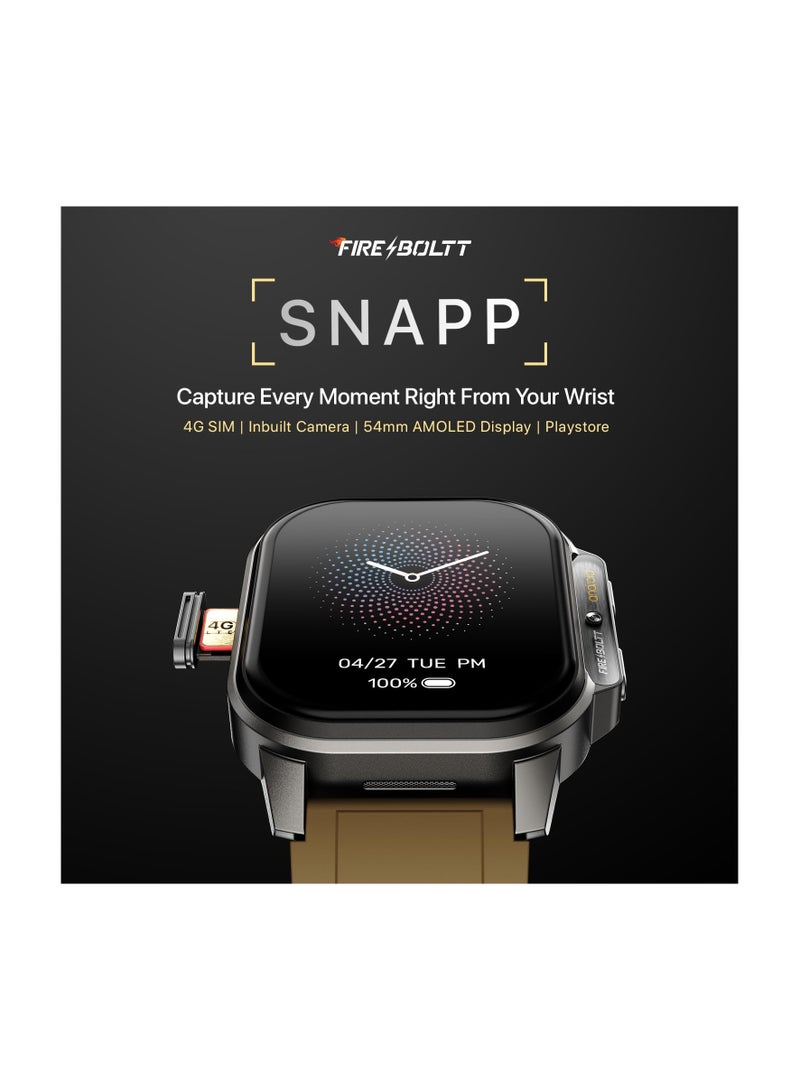 Fire-Boltt Snapp Smart Watch, Selfie Camera, 4G Nano-SIM Slot, 54.1mm AMOLED Display, Play Store- Unlimited apps, 1000mAh Battery, 2GB/4GB RAM + 16GB/64GB ROM (Alpine Olive)  - Image 2