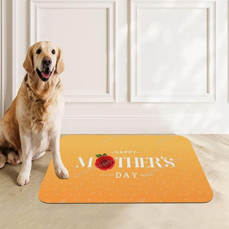 Dog Food Mat for Floors Absorbent Quick Drying Happy Mother's Day Floral Gift for Mom It Pet Cat Food Mat Easy-to-Clean Pet Feeding Mats Dog Bowl Mats 18X12In - Image 4
