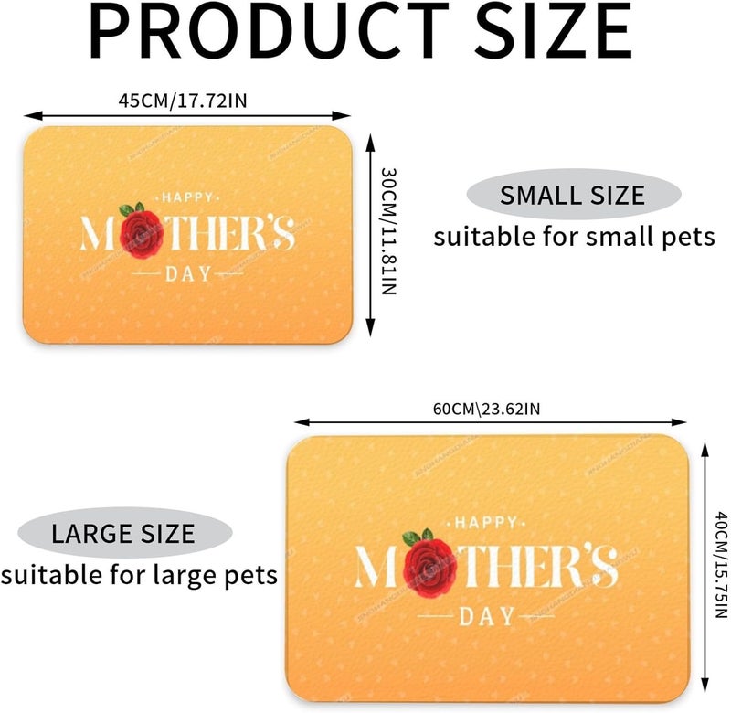 Dog Food Mat for Floors Absorbent Quick Drying Happy Mother's Day Floral Gift for Mom It Pet Cat Food Mat Easy-to-Clean Pet Feeding Mats Dog Bowl Mats 18X12In - Image 2
