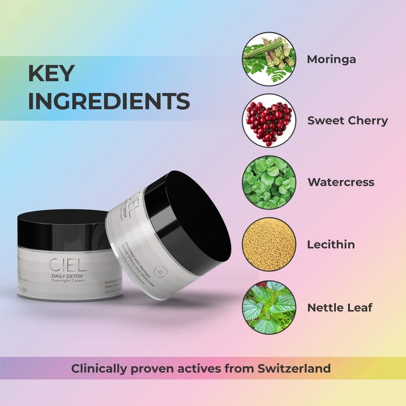 CIEL Daily Detox Overnight Cream  50 gm  For Dark Spots AntiAging and Replenished Skin  Daily Detox with CollagenBoosting  Deep Hydration  Night Cream for Women  Men  All Skin Types - Image 4