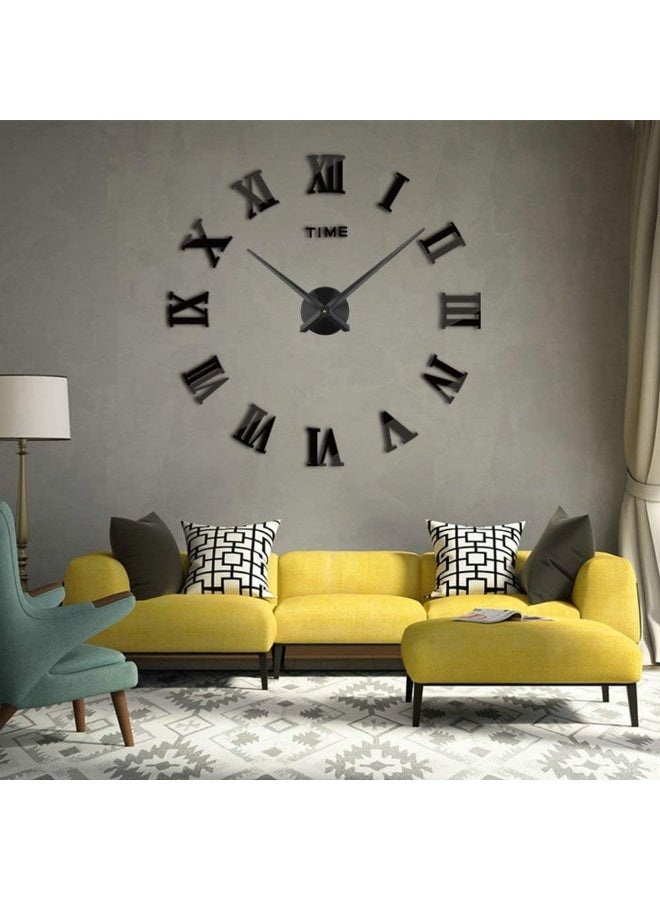 Timelike 3D DIY Wall Clock 1M Modern Frameless Large 3D DIY Wall Clock Kit Decoration Home for Living Room Bedroom BlackBlack - Image 4