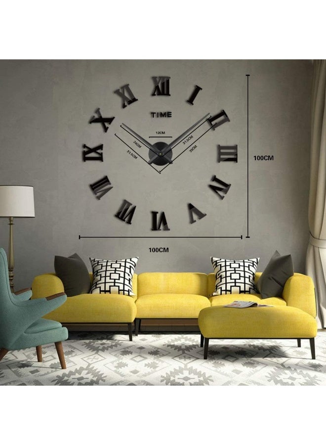 Timelike 3D DIY Wall Clock 1M Modern Frameless Large 3D DIY Wall Clock Kit Decoration Home for Living Room Bedroom BlackBlack - Image 5