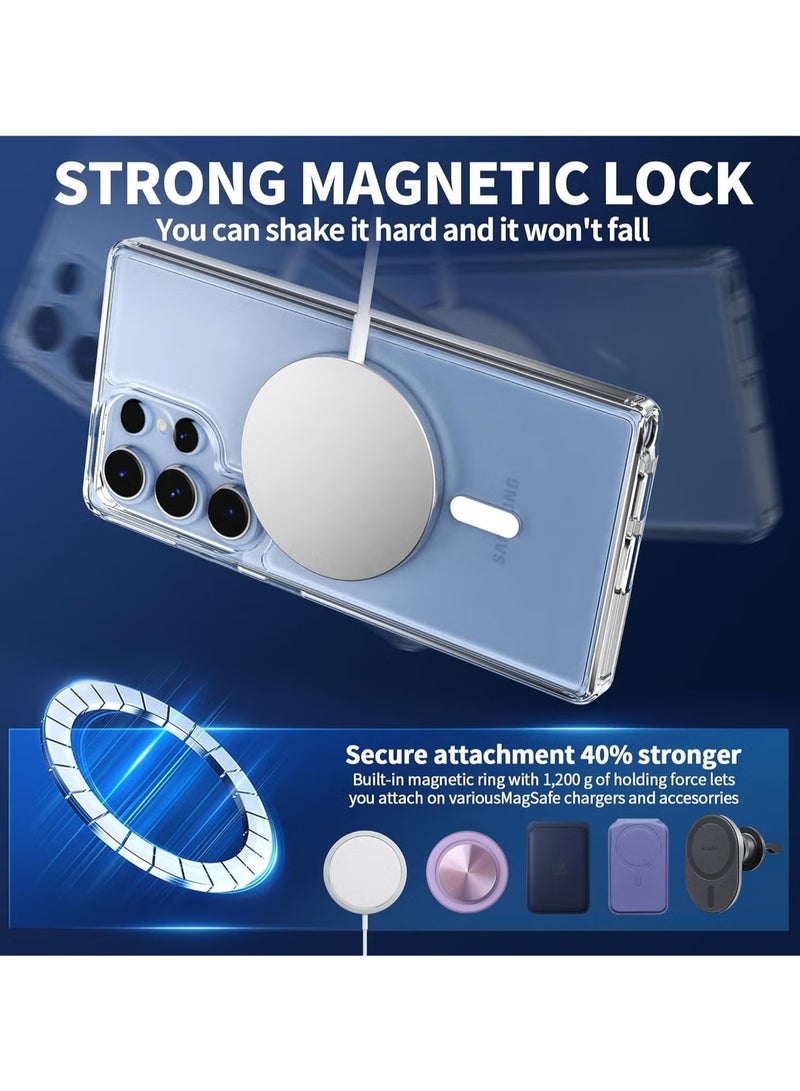 TIGER Samsung Galaxy S25 Ultra Magnetic Clear Hard Back Case, Shockproof TPU Frame Edge Bumper, Slim Transparent Protective Case for Samsung Galaxy S25 Ultra - Image 3